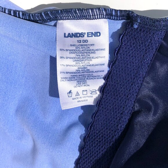 LANDS' END Swimsuit women 12DD SlenderSuit Tummy Control Wrap V-Neck blue ombre - Picture 15 of 16